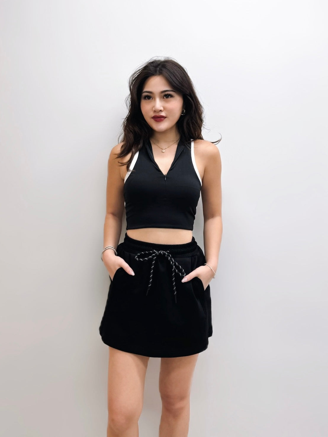 Free Form Padded Zip-up Tank top