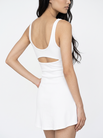 Underbust-slit Ribbed Dress