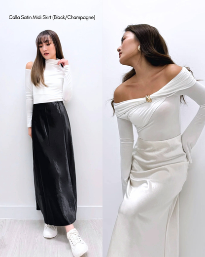 Calla Midi Satin Skirt
