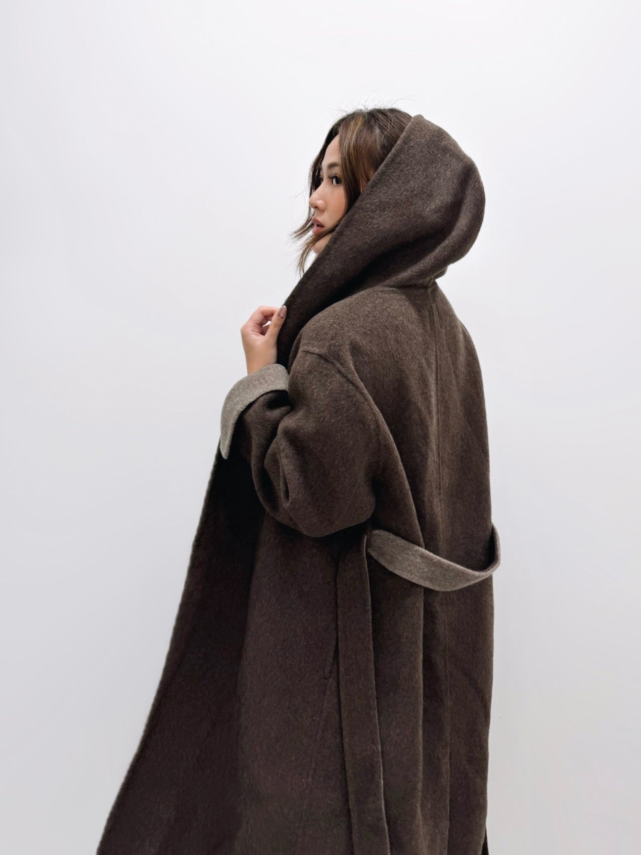 [PREMIUM] Cloud Dancer Hooded Wool Coat