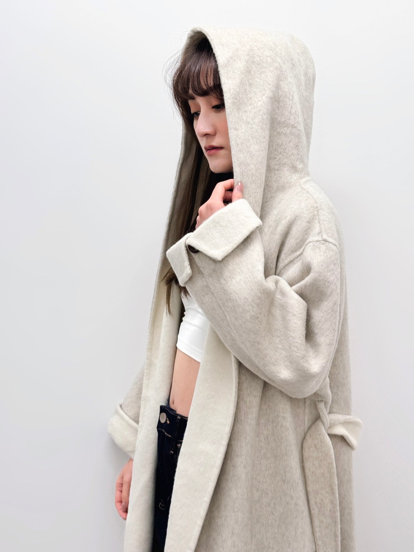 [PREMIUM] Cloud Dancer Hooded Wool Coat