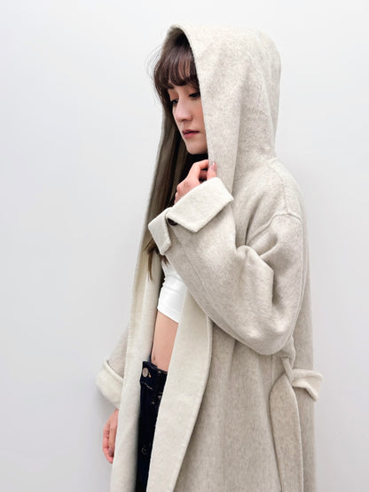 [PREMIUM] Cloud Dancer Hooded Wool Coat