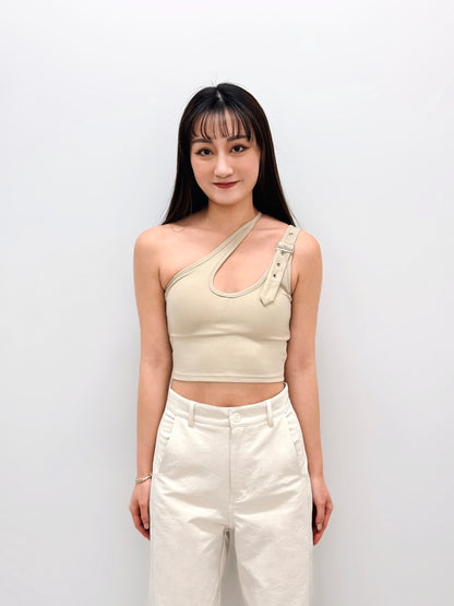 Rebel Buckle One-shoulder Sports Bra
