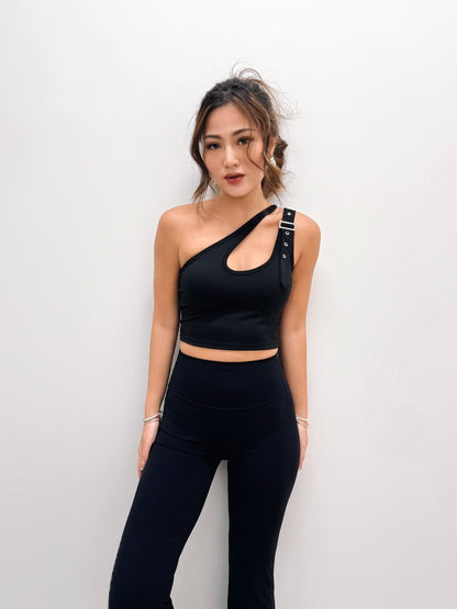 Rebel Buckle One-shoulder Sports Bra