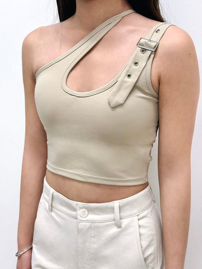 Rebel Buckle One-shoulder Sports Bra