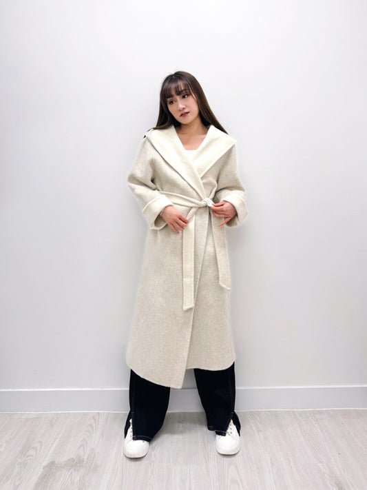 Cloud Dancer Hooded Wool Coat