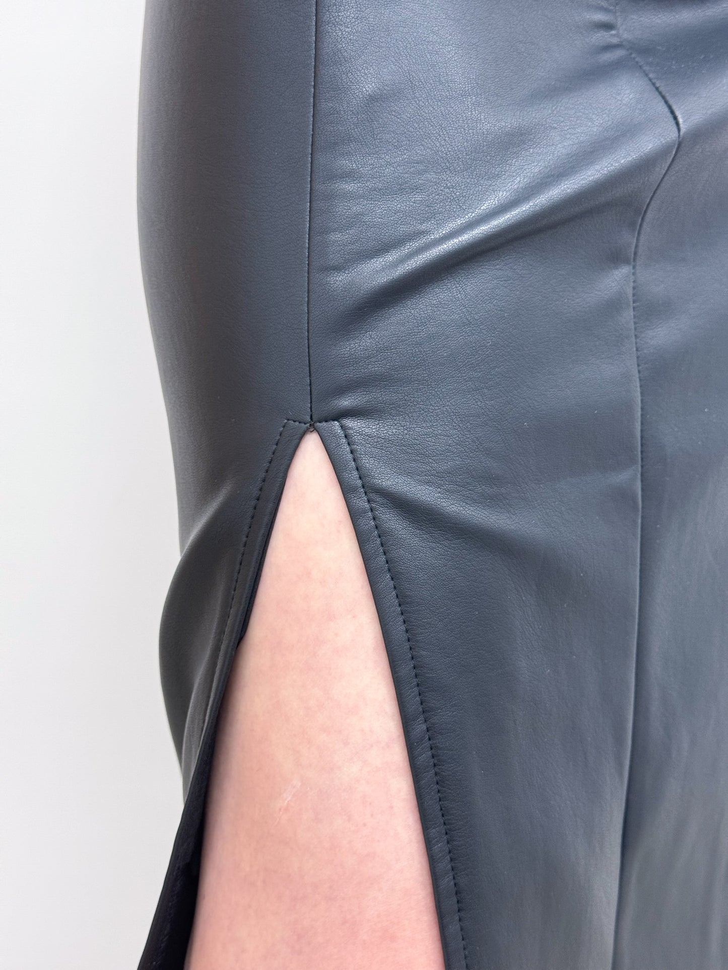 Rae Faux Leather Slit-hem Skirt