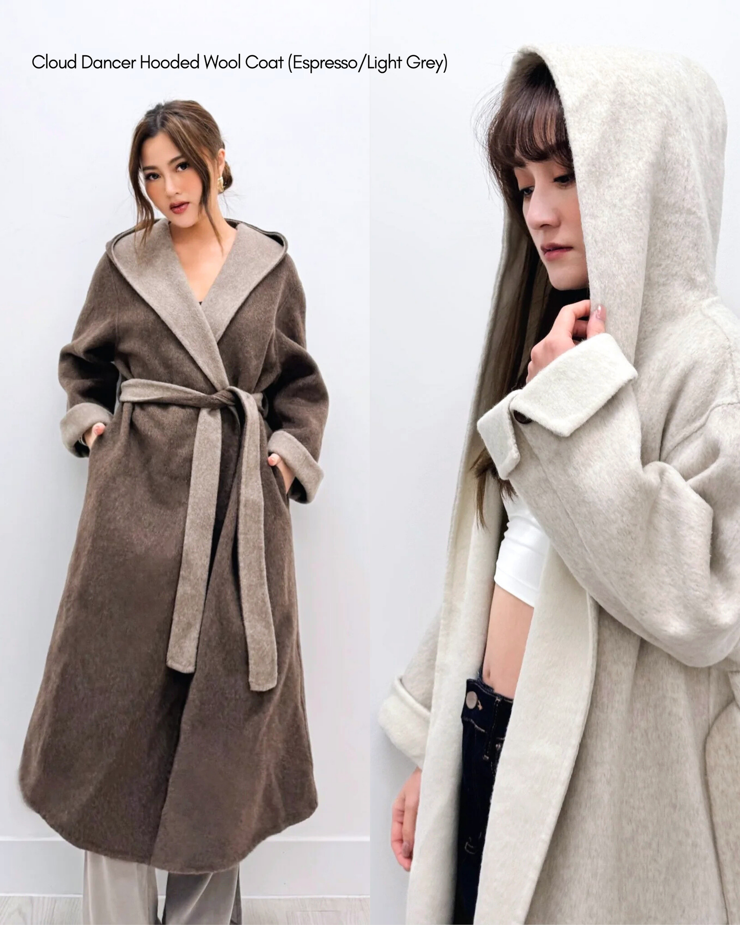 [PREMIUM] Cloud Dancer Hooded Wool Coat