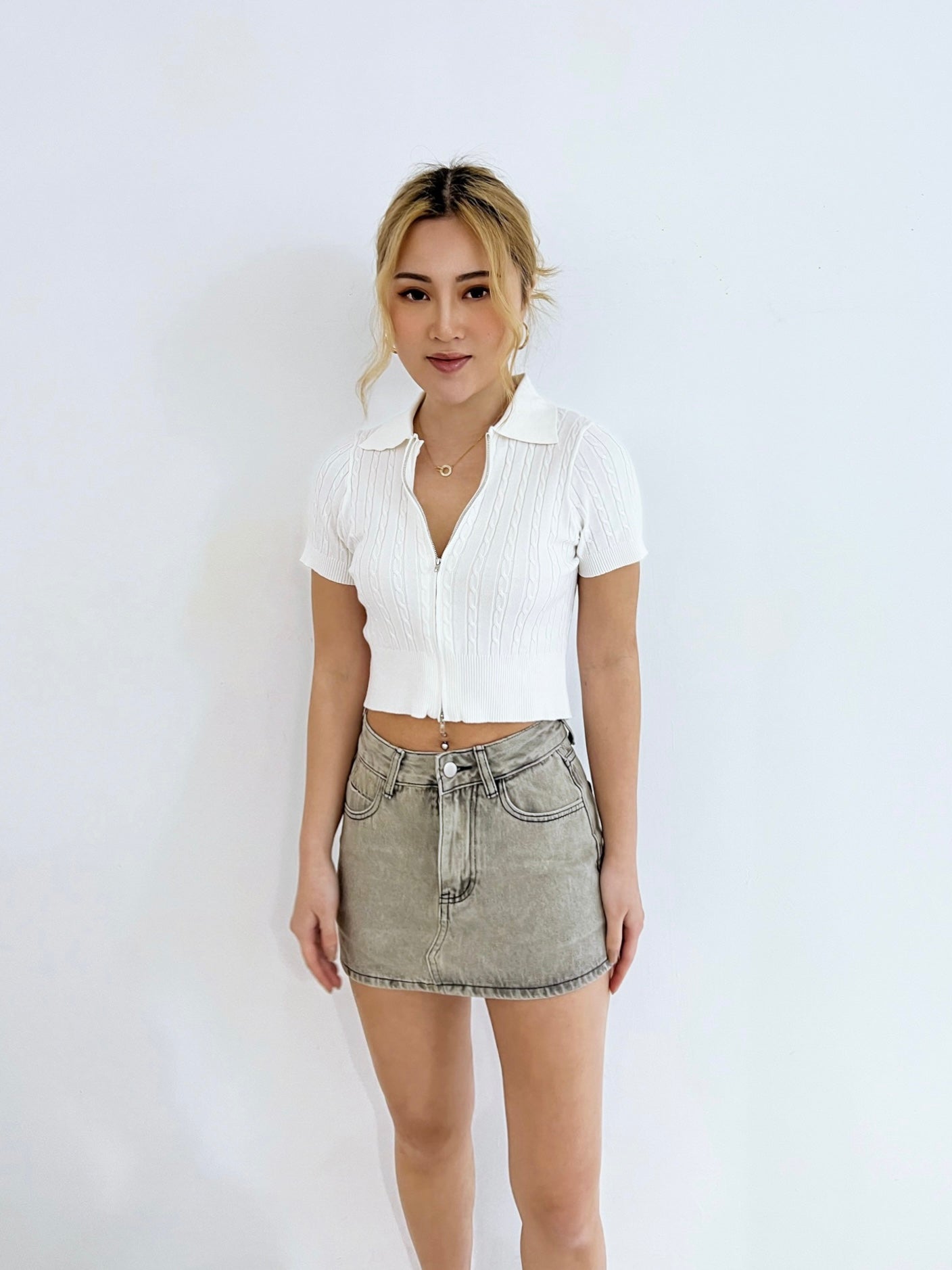 Beverly Polo Knitted Crop Top
